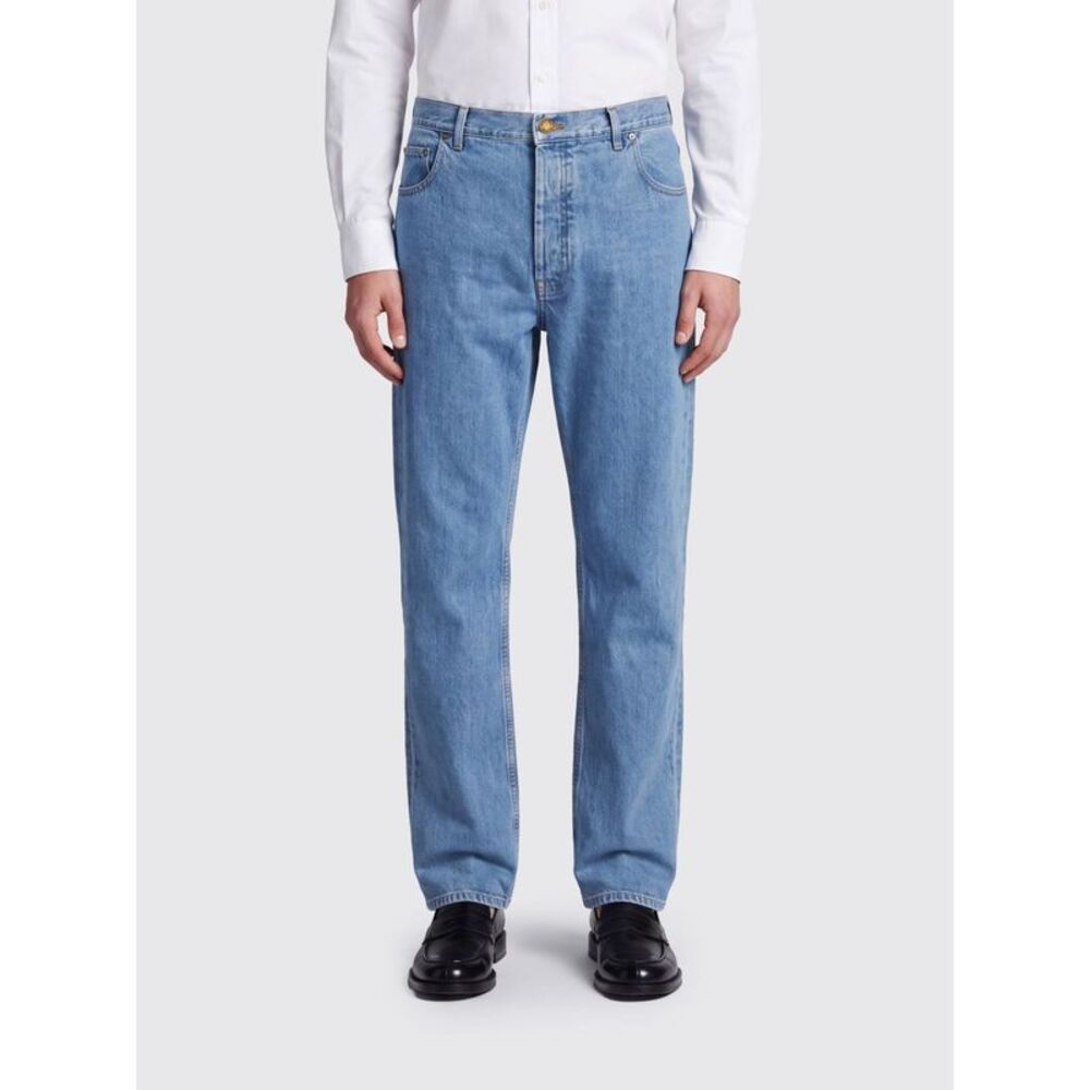 Straight Fit 5-Pocket Cotton Denim Jeans Thom Browne With Mid-Rise Waist